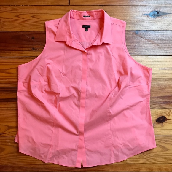 Talbots Petites Wrinkle Resistant Salmon Sleeveless Button Down Top, EUC, 22 - Picture 3 of 10